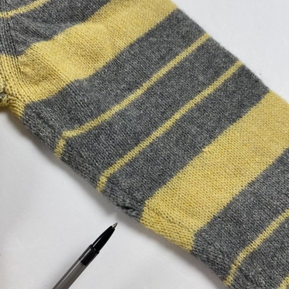 Vintage Izod Lacoste Striped Wool Sweater Women's Medium Gray Yellow - Picture 6 of 9